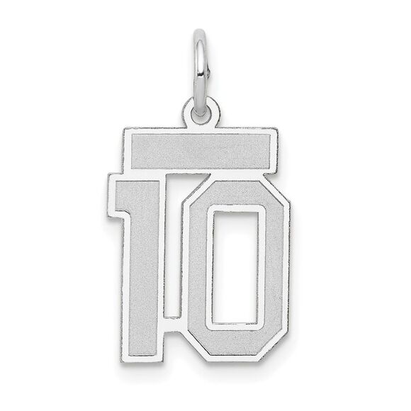 14k White Gold, Jersey Collection, Small Number 10 Pendant - Picture 1 of 5